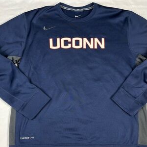 Nike UConn Huskies Therma-Fit Pullover Crewneck Sweatshirt Mens XL Fleece Lined